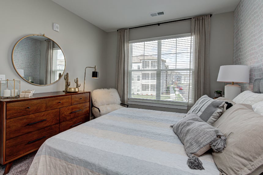 Model bedroom in Westfield apartment